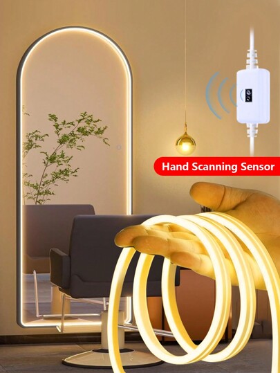 1m/2m/3 Meters/4m/5m LED Neon Flexible Light Strip, Decoration Lighting, USB Powered, Touch Sensor Dimming, For Bedroom, Living Room, Display Cabinet, Bathroom Mirror Ambient Lighting