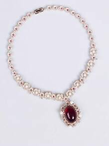 Bruidsjurken Sieraden Waterdruppel oorbellen Ketting Set met Zirkonia Waterdruppel ingelegd Meerkleurige bijpassende sieraden Ketting Oorbellen voor bruiloft en verloving High-end diner