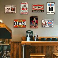 7pcs Vintage Metal Garage Signs Set - Gas Station Tin Signs, Man Cave Decor, Old Car Signs, Auto Gasoline Wall Decorations - 8x12 Inches - 7件 - 查看 7