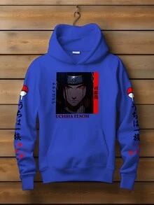 Uchiha Itachi Cloud Print Kangaroo Sweatshirt - 寶藍色 - 查看 2