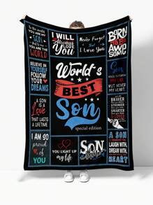 1 pieza Manta de franela minimalista con diseño de sobre y patrón de dibujos animados, decoración del hogar, picnic y viaje, regalo ideal para hijo, cumpleaños o festividad - Multicolor - Ver 1