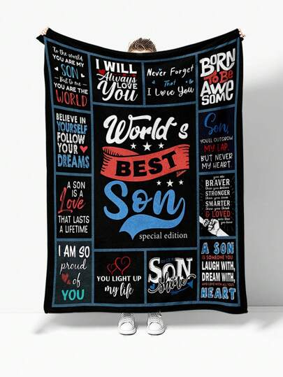 1pc Envelope Style Cartoon Pattern Minimalist Flannel Blanket, Home Decor, Picnic & Travel, Ideal Gift For Son, Birthday Or Holiday