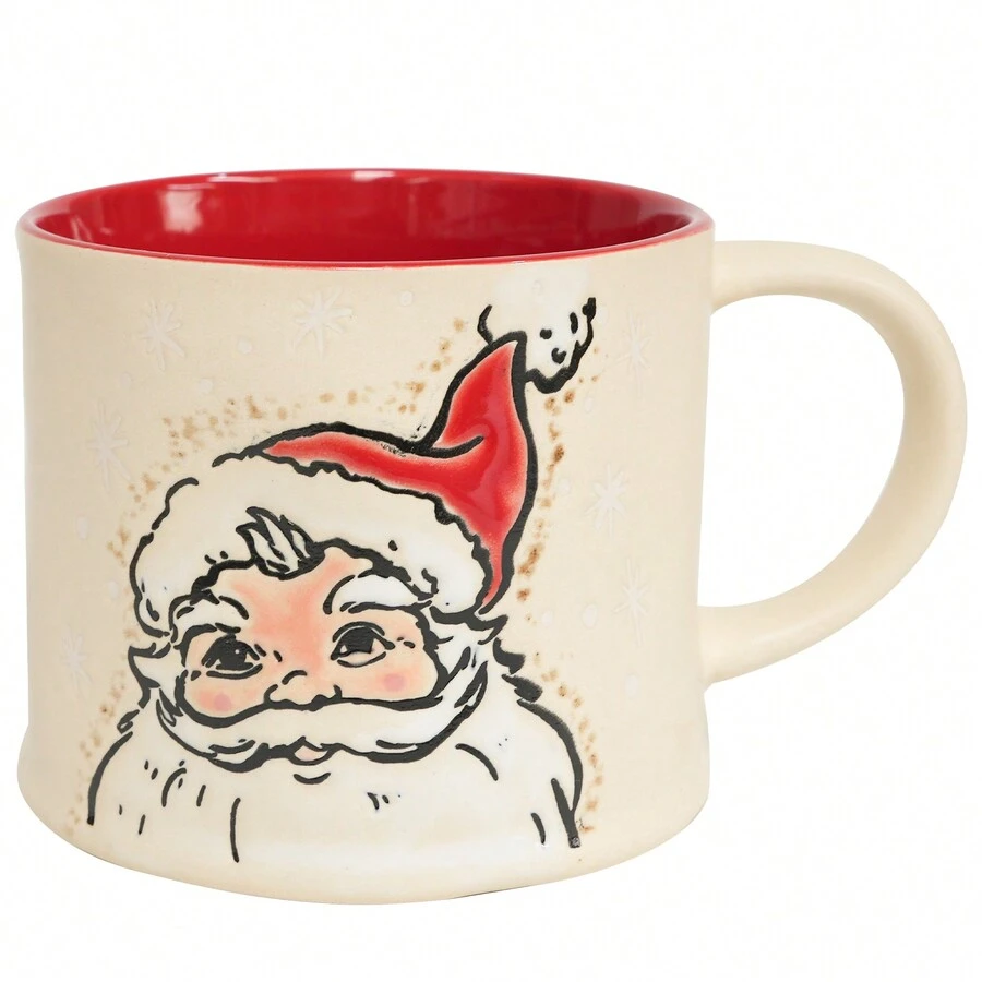 1pc 咖啡杯 圣诞陶瓷杯 约500ml 简约 带手柄陶瓷咖啡杯 日常居家使用 适合朋友节日礼物 创意马克杯 - 白色 - 查看 1