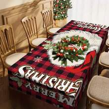 1 pieza Mantel con tema navideño, mantel de poliéster impermeable, mantel para fiesta en el hogar, cubierta de mesa de comedor rectangular, decoración de la habitación, decoración navideña, decoración navideña para comidas, decoración del hogar, decoración navideña, artículos de fiesta - Multicolor - Ver 19