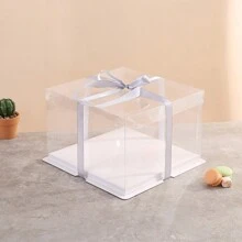 8-Inch Clear Display Box For Party Gifts, Anime Collectibles, Contains 1 Pc Approx 3 Yards Gray Ribbon - White - View 5