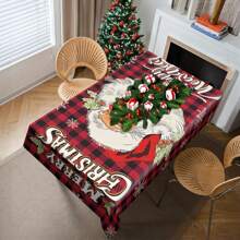 1 pieza Mantel con tema navideño, mantel de poliéster impermeable, mantel para fiesta en el hogar, cubierta de mesa de comedor rectangular, decoración de la habitación, decoración navideña, decoración navideña para comidas, decoración del hogar, decoración navideña, artículos de fiesta - Multicolor - Ver 22