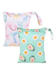 1 pieza Bolsa impermeable con estampado de dibujos animados, bolsa para pañales - Multicolor - Ver 1