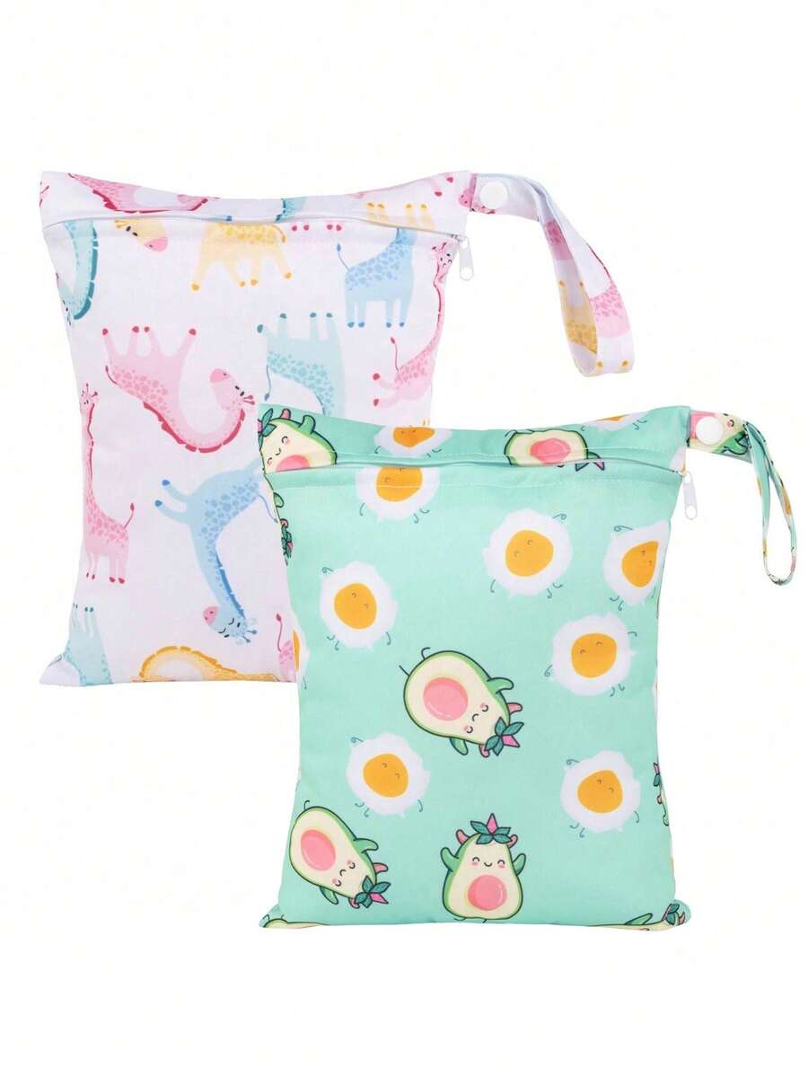 1 pieza Bolsa impermeable con estampado de dibujos animados, bolsa para pañales - Multicolor - Ver 1