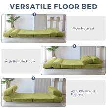 MAXYOYO Fluffy Soft Bean Bag Sofa Bed,Extra Thick Adult Floor Mattress With Washable Soft Faux Fur Cover,Folding Sofa Bed For Bedroom Living Room,Navy,Single - 綠色 - 查看 8