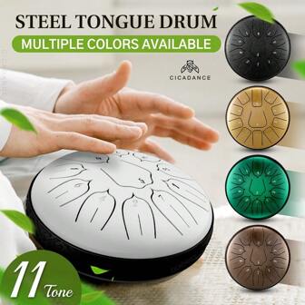 Steel Tongue Drum 6 Inch 11 Notes, Rain Drum For Garden/Outside,Steel Drum D Major Handpan Drum Percussion With Drumsticks Storage Bag For Meditation Yoga Musical Relaxtion Music Healing , Best Gift For Families/Friends/Music Lover Christmas Holiday New Year Valentine's Day Gifts