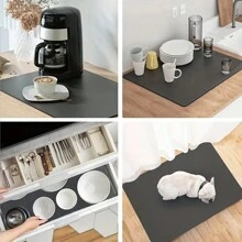 1pc Coffee Mat - Hide Stain Absorbent Rubber Backing Quick Dry Mat For Kitchen Counter Coffee Bar Accessories ,Versatile Geometric Drying Mat: Absorbent, Protective, Stylish – Perfect For Any Surface & Holiday