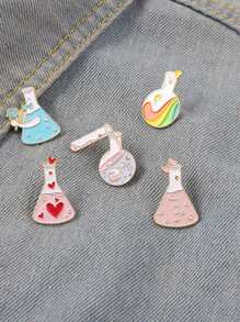 QIHOO 5 件烧杯珐琅胸针银河彩虹粉色心形蝴蝶结胸针包翻领徽章胸针作为送给科学爱好者的礼物 - 彩色 - 查看 1