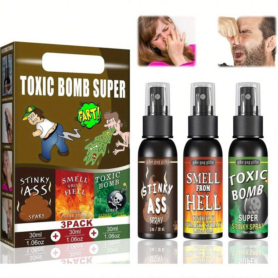 Super Long Lasting Fart Spray, Fart Spray For Pranks, Liquid Fart Spray, Funny Gag Gift For Adults, Stinky Fart Spray Set 30ml * 3PCS - Multicolor - View 1