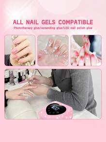 1 件装高功率无绳 UV LED 美甲灯，配备大容量电池，可快速固化和干燥凝胶指甲，30 颗珠子，5 个定时器设置，自动传感器，液晶显示屏，适合家庭、沙龙和美甲沙龙使用 - 粉色 - 查看 6