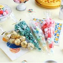 50/100 件，透明锥形玻璃纸三角透明袋/礼品包装袋手工艺品适合派对、聚会、婚礼、生日、情人节、复活节、母亲节、不给糖就捣蛋、感恩节和圣诞节。圣诞节 - 彩色 - 查看 9