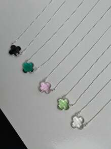 Van Cleef Choker Necklace In 925 Silver - Various Colors - Olive Green - View 1