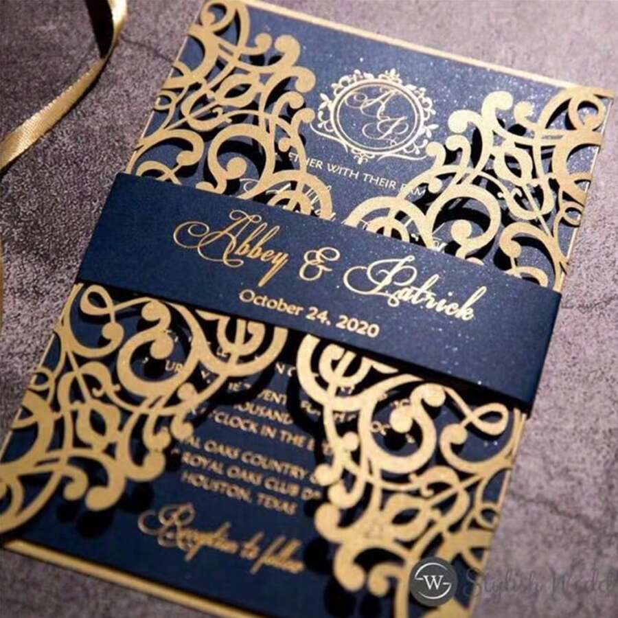 10/25pcs Laser Cut European Invitation Cards Invites Greeting Cards Wedding Invitations For Wedding Birthday Mariage Baptism Party Decoration Supplies (NO Insert,No Envelopes) - Black - View 1