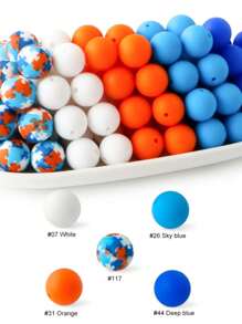 50قطعة من حبات السيليكون ذات الطباعة الملونة مناسبة لأشغال المجوهرات اليدوية، سلسلة المفاتيح الإبداعية، أساور، وأشغال قلائد