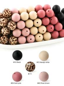 50قطعة من حبات السيليكون ذات الطباعة الملونة مناسبة لأشغال المجوهرات اليدوية، سلسلة المفاتيح الإبداعية، أساور، وأشغال قلائد