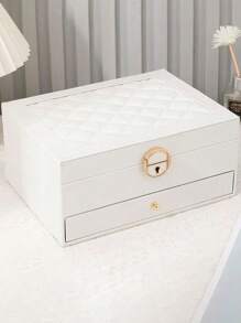 1 Piece Lockable Storage Box, Multi-Layer Pearl Treasure Box With Lock, Double-Layer Drawer Style PU Leather Jewelry Box, Lockable Ring, Earring, Bracelet, Necklace Jewelry Storage Box With Lock, Elegant Lockable Double-Layer Jewelry Box - Earring And Ring Manager, Portable Gift Solution With Lock Double-Layer Jewelry Storage Box, Can Store Earrings, Rings, Watches, Bracelets And Other Accessories, Organize And Store, Holiday Gifts, Give To Exquisite Friends, Double-Layer Lockable Jewelry Box - Manager For Rings, Necklaces And Accessories Decorations Autumn Decor Festival Decor Room Decor Home Decor Fall Decor Bedroom Decor