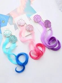 10pcs Girls Mermaid Princess Ocean Shell Colorful Ombre Curly Hair Clips Hair Accessories - Multicolor - View 4