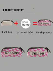 1 pieza Estuche de lápices personalizado, bolsa de almacenamiento personalizada, puedes personalizar tu diseño único (foto, nombre, ilustración), bolsa de cosméticos con cremallera ligera, caja de lápices, estuche de lápices clásico, adecuado para la escuela/estudiantes/vuelta al colegio