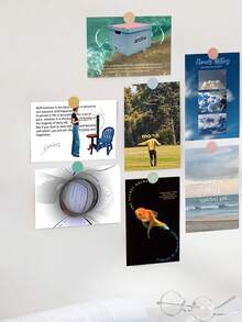 12pcs/Set (10pcs Decorative Cards + 2pcs Stickers) Vintage Style Decorative Posters, DIY Sticker Cards, Wall Decor Postcards - Multicolor - View 2