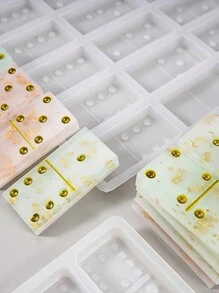 1 件多米诺骨牌形硅胶模具，适用于 DIY 手工环氧树脂镜面硅胶模具 - 白色 - 查看 4