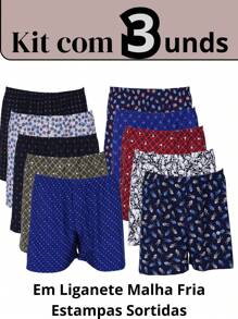 Kit With 3  Canção Shorts Men's COLD Knitted Pajamas LIGANETE LIGANETE Premium - 灰色 - 查看 2