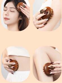 1 件高端檀香圆形按摩梳，头部和经络顺滑，奇迹身体护理，适合旅行、户外、运动、办公室、学校、发夹、发饰 - 棕色 - 查看 5