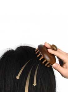 1 件高端檀香圆形按摩梳，头部和经络顺滑，奇迹身体护理，适合旅行、户外、运动、办公室、学校、发夹、发饰 - 棕色 - 查看 6