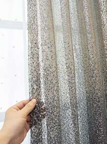 1pc Luxury Sequin Embellished Sheer Curtain For Bedroom, Living Room, Balcony