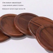 1set Black Walnut Wooden Cup Coasters, Round&Square Wooden Mug Mat, Heat Resistant Coffee Pad, Tea Accessories Collection