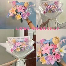 管道清洁器花朵套件，600 件管道清洁器雪尼尔茎，6 种颜色混合，30 根花茎，12 英寸工艺品散装，人造雪尼尔茎花创作，管道清洁器工艺品，适用于 DIY 艺术和工艺项目创意礼品包装派对装饰品