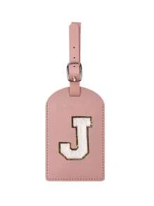 1个PU皮革行李牌，TSA认证，可定制A-Z字母，带隐私保护盖和姓名卡；可爱白色字母组合旅行包牌，男女通用；旅行必备，适用于背包、行李箱、旅行装备、返校书包、学习用品等。