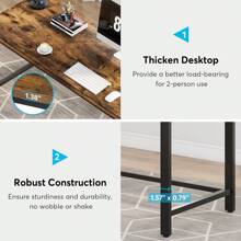 Tribesigns 200cm Double Computer Desk, Extra Long 2 Person Desk Workstation, Large Office Desk Study Writing Table For Home Office - Brown - View 10