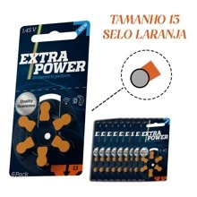 60 Pilhas/Baterias EXTRA POWER para Aparelho Auditivo - tamanho 13 - SELO LARANJA