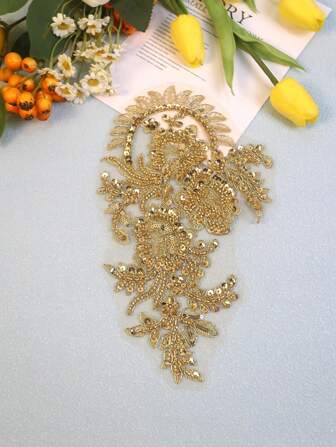 27-36 厘米刺绣蕾丝水晶珠薄纱贴花缝纫工艺品 DIY 配件适用于服装/服饰