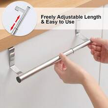 1pc/2pcs Stainless Steel Extendable Cabinet Towel Rack, Multi-Function Cabinet Towel Bar Holder Storage Rack - Silver - View 4