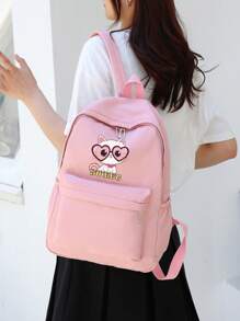 Bộ 4 món Balo đi học in họa tiết mèo dễ thương dung tích lớn & Túi xách & Túi đeo chéo & Hộp đựng bút Bộ ba lô nhiều món - Hồng - Xem 9