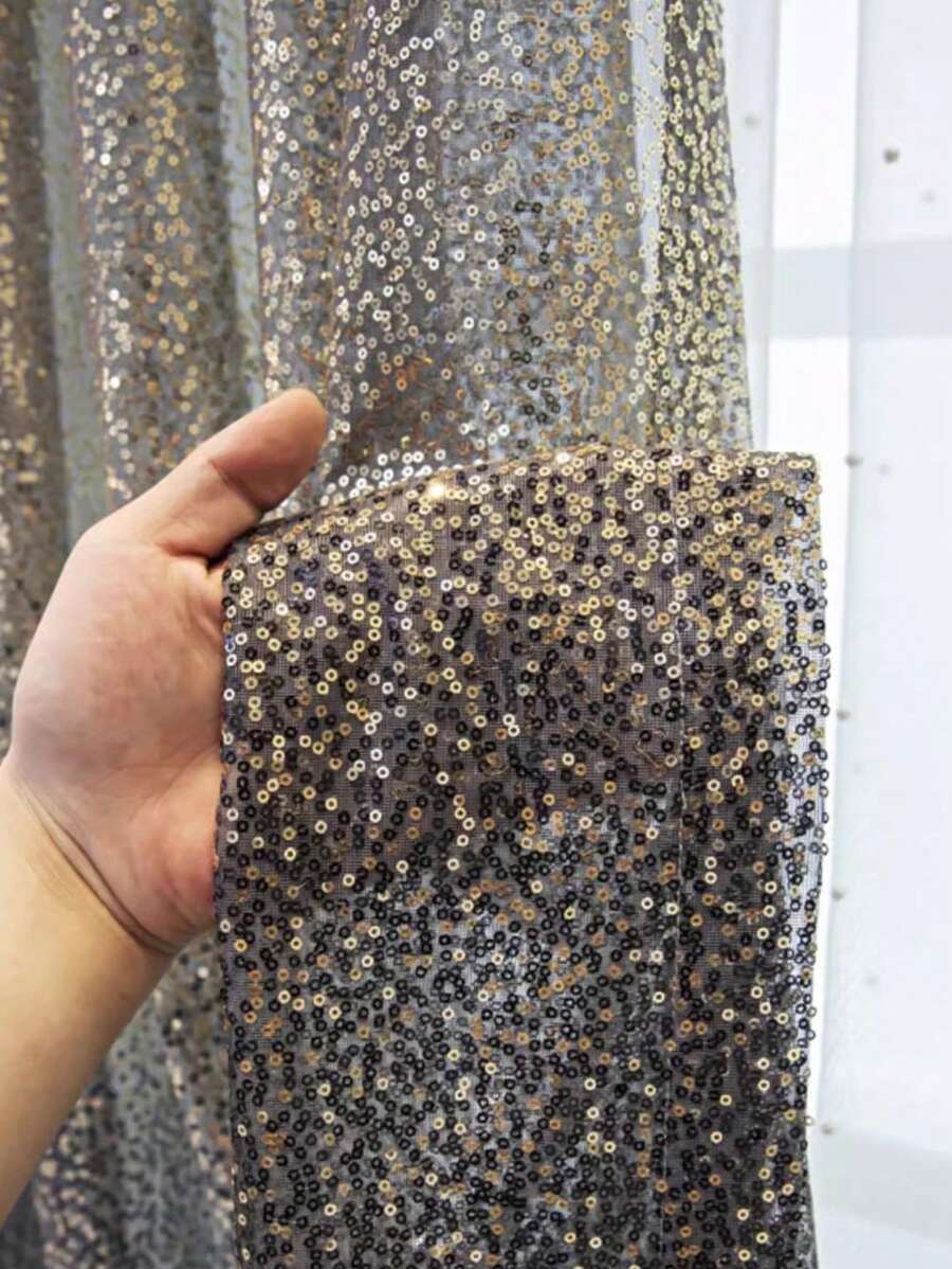 1pc Luxury Sequin Embellished Sheer Curtain For Bedroom, Living Room, Balcony