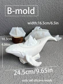 1 件装大鲸鱼储物盒模具蜡烛容器花盆混凝土硅胶模具可爱乌龟石膏环氧树脂模具 - 白色 - 查看 6