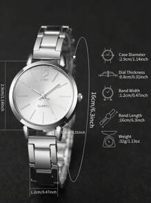 4pcs/Set Women's Fashion Casual Quartz Wrist Watch With Numeric Scale Dial And Steel Strap + Bracelet