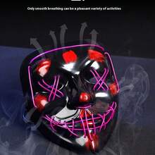 Cyberpunk LED Glow Mask V-Shaped Full Face Cold Light Mask, Funny Rave Party Cosplay PVC Ghost Face - Multicolor - View 4