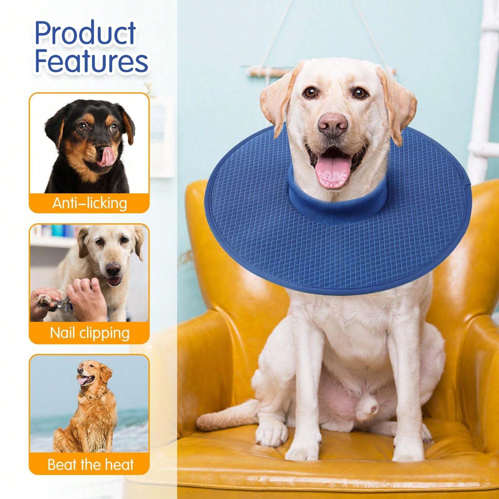 Collar isabelino de tela para mascotas, cuello cónico para perros, collar cónico para baño Collar isabelino de tela para mascotas, cuello cónico para perros, collar cónico para baño