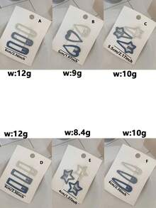 3 chiếc Kẹp tóc thiết kế hình ngôi sao và trái tim màu xanh lam mờ mờ ombre tối giản, thích hợp cho trường học, trang phục hàng ngày, tóc mái, kiểu tóc vuốt sang một bên - Nhiều màu - Xem 8