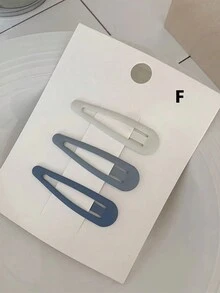 3 chiếc Kẹp tóc thiết kế hình ngôi sao và trái tim màu xanh lam mờ mờ ombre tối giản, thích hợp cho trường học, trang phục hàng ngày, tóc mái, kiểu tóc vuốt sang một bên - Nhiều màu - Xem 7