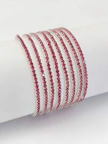 8pcs/10pcs/20pcs/30pcs Rhinestone Beaded Elastic Tennis Bracelet For Women, Fashionable & Versatile, Full Color Options - Elastic Bracelet - View 18