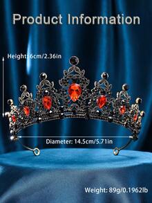 1pc Elegant Vintage Dark Forest Queen Crown Headpiece, Luxurious Fashion Hair Accessory For Wedding/Party - Bronze - View 4