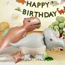 1 件复古哑光 3D 恐龙形状组装铝膜气球生日派对节日森林恐龙氛围装饰球用品，圣诞节 - 恐龍派對 - 查看 5